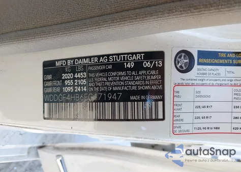 2014 Mercedes-Benz C 250 Luxury from USA, damaged, VIN WDDGF4HB6EG171947